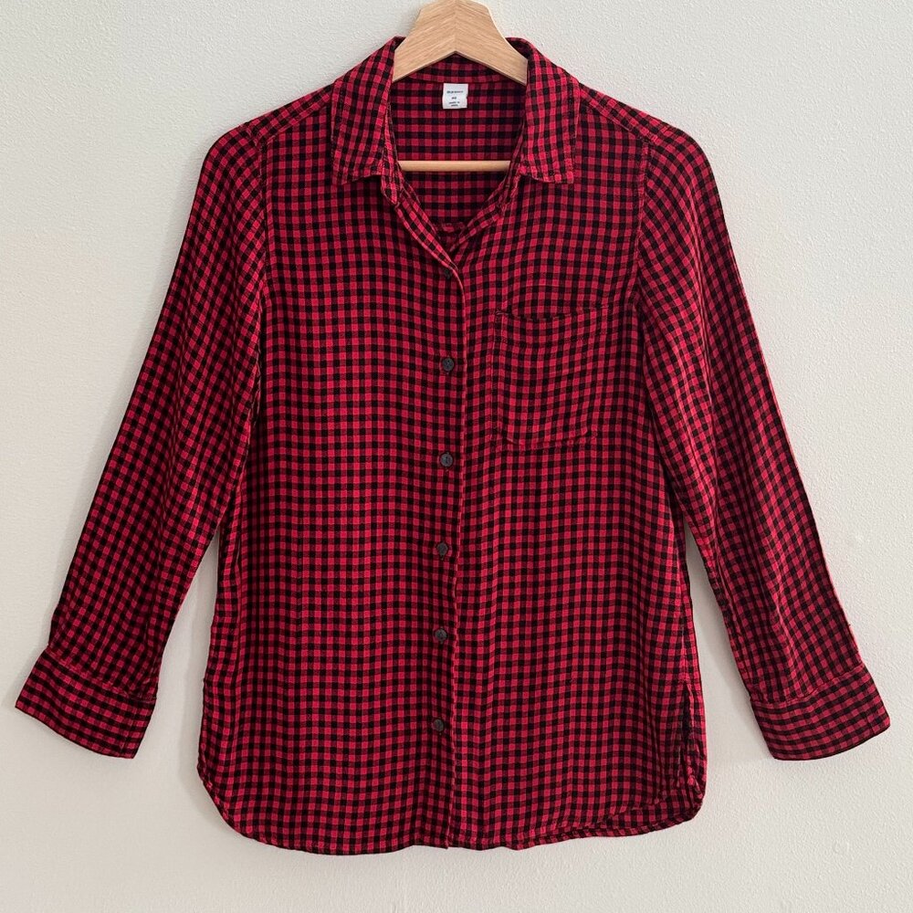 Old Navy Women's Red Buffalo Check Plaid Button-Down Shirt  - Size XS